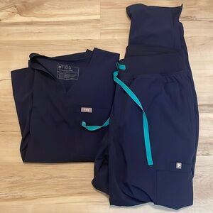 NEW navy blue figs scrub top and pants